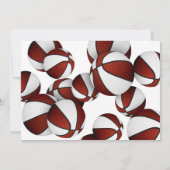 Maroon White Basketballs Jongens Verjaardagsfeest Kaart (Achterkant)