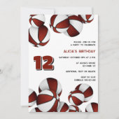 Maroon White Basketballs kinder sportverjaardag Kaart (Voorkant)