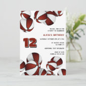 Maroon White Basketballs kinder sportverjaardag Kaart (Staand voorkant)