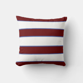 Maroon White Blue Nautical Elegant Modern Stripes Buitenkussen