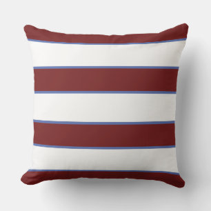 Maroon White Blue Nautical Elegant Modern Stripes Buitenkussen