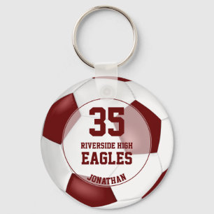maroon white boys voetbalteam kleuren sleutelhanger