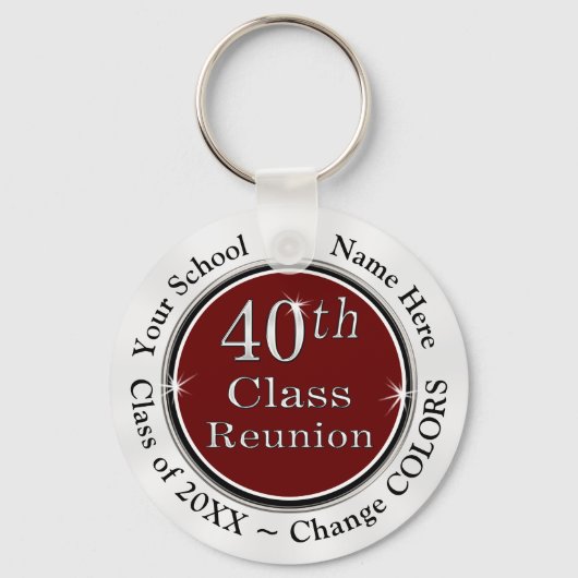 Maroon White Cheap 40e High School Reunion Ideeën Sleutelhanger (Voorkant)
