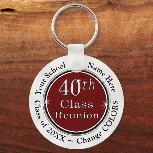 Maroon White Cheap 40e High School Reunion Ideeën Sleutelhanger (Voorkant)