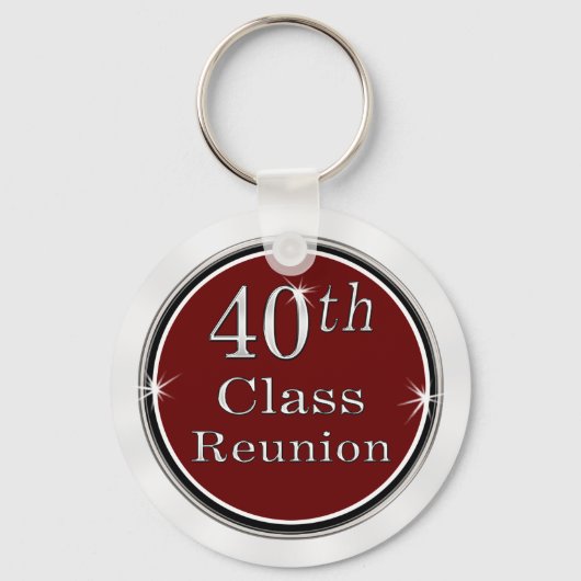 Maroon White Cheap 40e High School Reunion Ideeën Sleutelhanger (Achterkant)