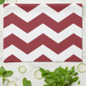 Maroon & White Chevron Theedoek (Gevouwen)