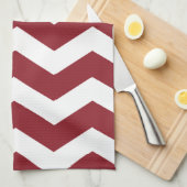 Maroon & White Chevron Theedoek (Quarter Fold)