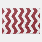 Maroon & White Chevron Theedoek (Horizontaal)