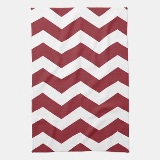 Maroon & White Chevron Theedoek (Verticaal)