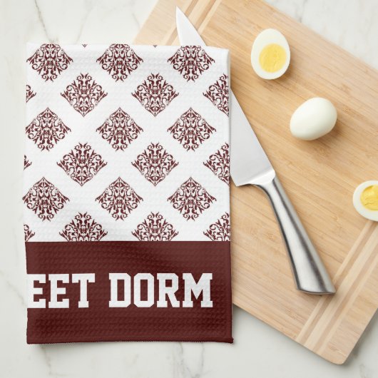Maroon White College Team Cool Fun Dorm School Theedoek (Quarter Fold)