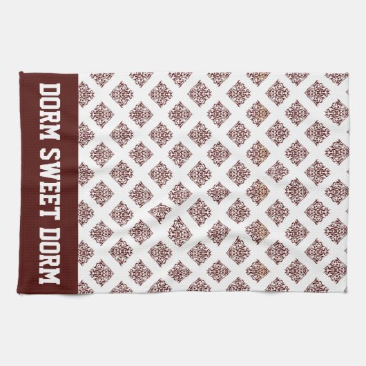 Maroon White College Team Cool Fun Dorm School Theedoek (Horizontaal)