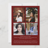 Maroon White Confetti Afstuderen Aankondiging (Achterkant)