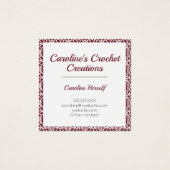 Maroon White Crochet Lace Pattern Visitekaartje (Voorkant)