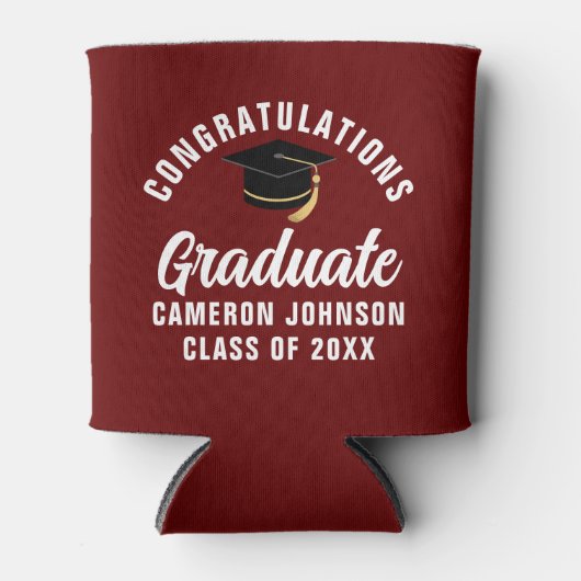 Maroon White Custom 2025 Afstudeerfeest Blikjeskoeler (Voorkant)