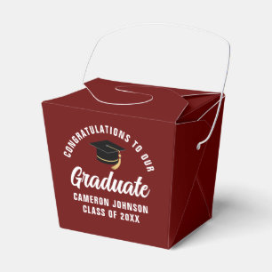 Maroon White Custom 2025 Graduation Party Fortune Bedankdoosjes