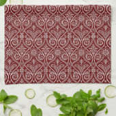 Maroon & White Damask Kitchen Towel Theedoek (Gevouwen)