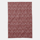 Maroon & White Damask Kitchen Towel Theedoek (Verticaal)