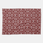 Maroon & White Damask Kitchen Towel Theedoek (Horizontaal)