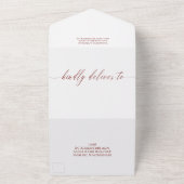 Maroon White Delicate Calligraphy Wedding All In One Uitnodiging (Buitenkant)