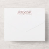 Maroon White Delicate Calligraphy Wedding All In One Uitnodiging (Achterkant)