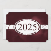Maroon & White Floral Button 2025 Afstudeerfeest Kaart (Voorkant)