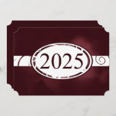Maroon & White Floral Button 2025 Afstudeerfeest Kaart (Voorkant / Achterkant)