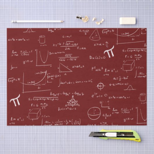 Maroon White Mathematic Formulas Graphics Tissuepapier (Craft)