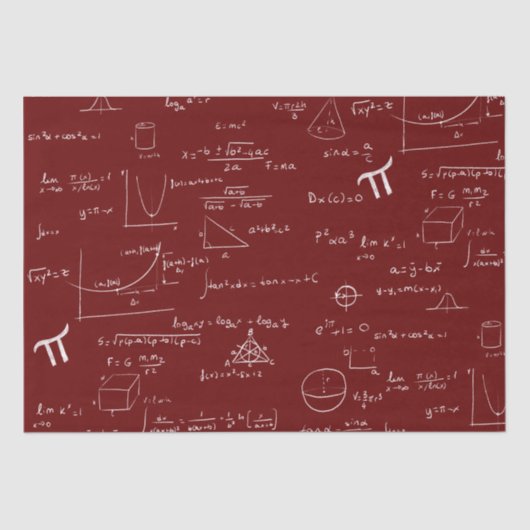 Maroon White Mathematic Formulas Graphics Tissuepapier (Voorkant)