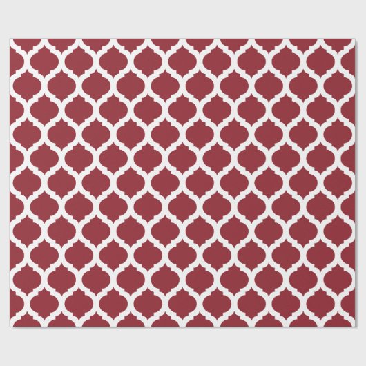 Maroon & White Moroccan pattern Cadeaupapier (Vlak)