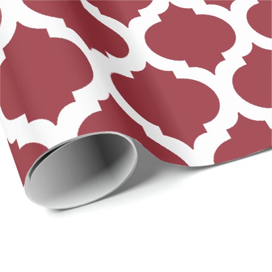 Maroon & White Moroccan pattern Cadeaupapier (Rol Hoek)