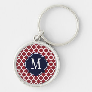 Maroon & White Moroccan pattern Sleutelhanger