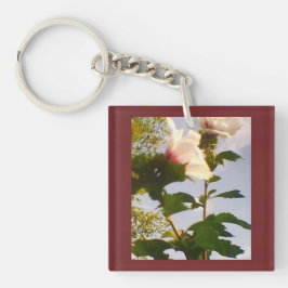 Maroon White Rose Sleutelhanger