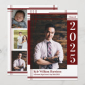 Maroon White School Colour Afstuderen Foto geplakt Kaart (Voorkant / Achterkant)