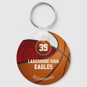 maroon white school pride meiden basketbalteam sleutelhanger