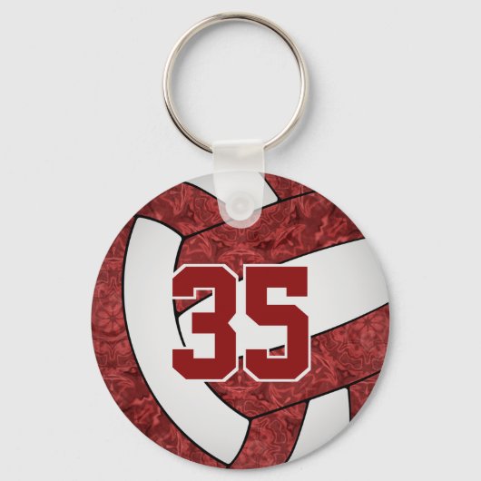 Maroon White-schoolkleuren aangepaste naam volleyb Sleutelhanger (Voorkant)