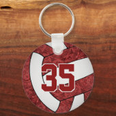 Maroon White-schoolkleuren aangepaste naam volleyb Sleutelhanger (Voorkant)