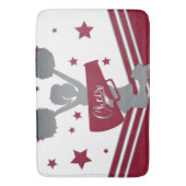 Maroon White Silver Stars Cheer Cheer-toonaangeven Badmat (Voorkant Verticaal)