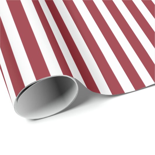 Maroon & White Striped Pattern Cadeaupapier (Rol Hoek)