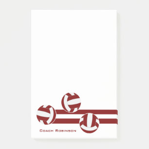 Maroon White Stripes volleybal Coach naam Post-it® Notes