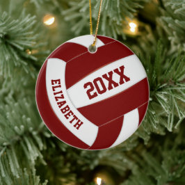 maroon white team keepslag volleyball keramisch ornament