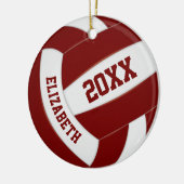 maroon white team keepslag volleyball keramisch ornament (Links)