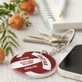 Maroon White Team Kleuren Custom Boys Volleybal Sleutelhanger (Voorkant Rechts)