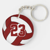Maroon White Team Kleuren Custom Boys Volleybal Sleutelhanger (Achterkant)