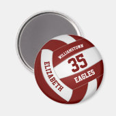 maroon white team kleuren kinder volleyball magneet (Voorkant / Achterkant)