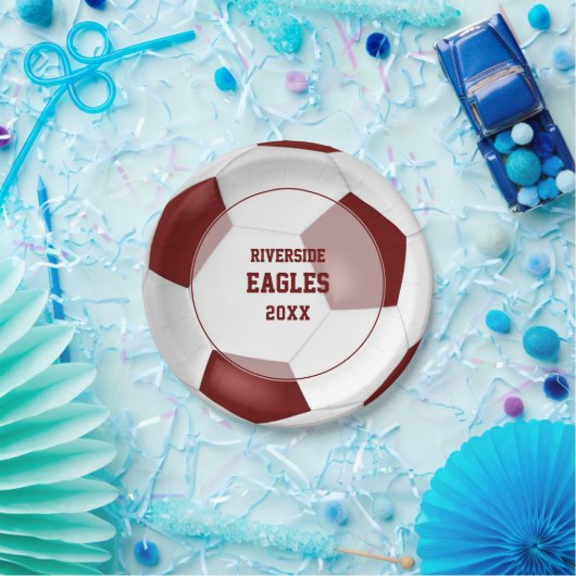 Maroon White Team kleuren voetbalbanket Papieren Bordje (Feest)