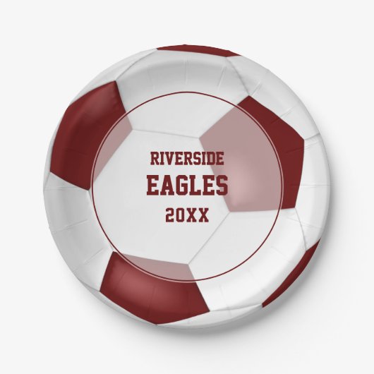 Maroon White Team kleuren voetbalbanket Papieren Bordje (Voorkant)