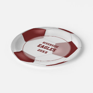 Maroon White Team kleuren voetbalbanket Papieren Bordje