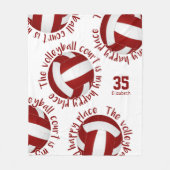 maroon white volleyball court happy place fleece deken (Voorkant)