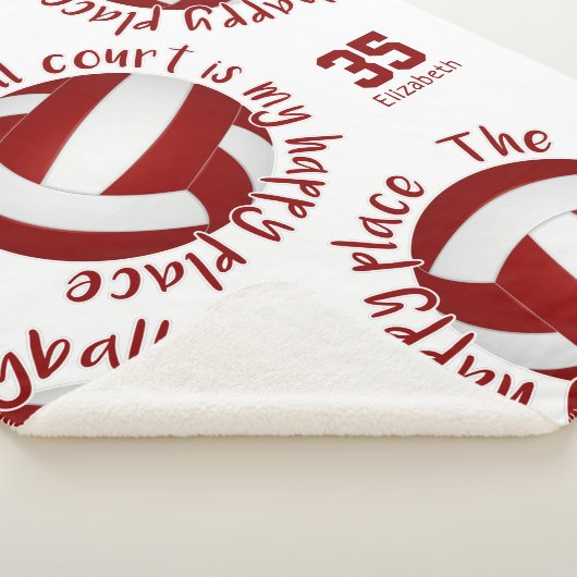 maroon white volleyball court happy place sherpa deken (3/4)