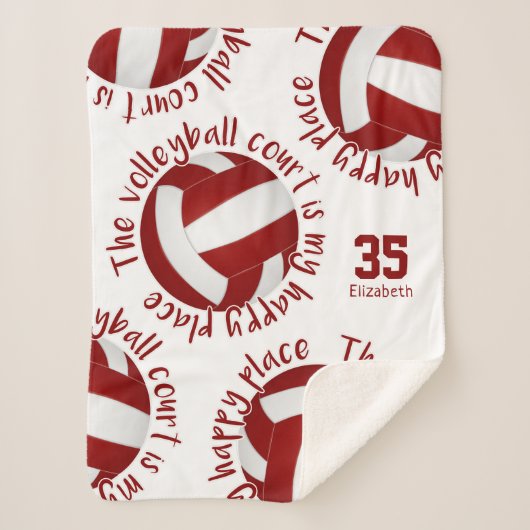 maroon white volleyball court happy place sherpa deken (Voorkant)